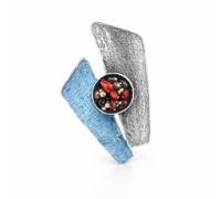 JISADER Flower Brooches for Women, Artistic Retro Statement Brooch, Camellia Flower Brooch Pin, Light Luxury Women's Pin, Wedding Party Supply, Abstract Geometric with Blue and Silver Tones