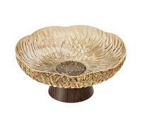 JISADER Fruit Bowl with Pedestal and Drainage Holes. Lightweight Multipurpose Serving Tray and Snack Stand for The Living Room, Amber