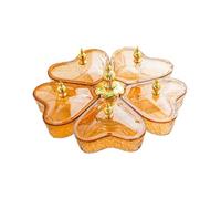 JISADER Fruit Serving Tray Divided 360 Degree Rotating Snack Box with Lid and Handle 5 Compartments Removable Bowls Suitable for Home Kitchen Office, Brown Heart