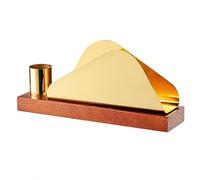 JISADER Gold Stainless Steel Napkin Holder, Modern Polished Serviette Dispenser for, Rectangular Double Hole Design for Home Dining, new Model Wooden Base C Design