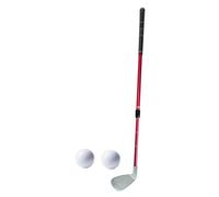 JISADER Golf Training -36 Inches Telescopic Portable Anti Slip TPE Grip Lightweight with 2 Balls Oversized Head Aluminum Alloy, Red