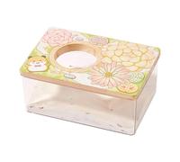 JISADER Hamster Bathing Toilet, Pet Toilet, Clear, Cute Shape with Wooden Lid, Removable Digging Sand Container, Bathtub for Ferrets, M