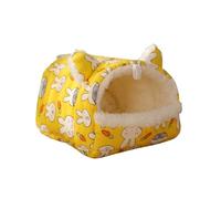 JISADER Hamster Bed and House with Removable Cushion, Square Shape Hamster Sleeping Bag, Sugar Glider Bed, Winter Warm Cartoon Pet Bed 141, Yellow, Cartoon bunny