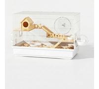 JISADER Hamster Cage 3-Tier Syrian Hamster Villa, Large Multi-Level Habitat for Small Pets, Luxury Gerbil Chinchilla Home without Wheel s, White, White