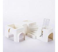 JISADER Hamster Cage and Combined Habitat, Hamster Villa with Openings, Multi-Function Landscape for Engaging and Active Small Pets, pale white, pale white