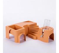 JISADER Hamster Cage and Combined Habitat, Hamster Villa with Openings, Multi-Function Landscape for Engaging and Active Small Pets, Caramel Orange, Orange