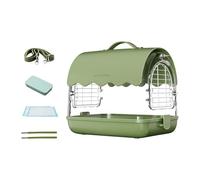 JISADER Hamster Cage Lightweight Bird Carrier Acrylic Villa Bird Cage Bird Travel Cage for Parrot, PU Leather Green