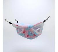 JISADER Hamster Hammock and Sugar Glider Sleeping Bag, Double-Layer Polyester Hanging Pet Bed, Warm Squirrel Nest for Small Squirrel Hamster Rat Cage, Pink and Blue with Red Hearts