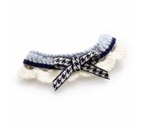 JISADER Hand-Knitted Pet, Japanese Korean Style, Houndstooth Collars, Fits Cat & Small Dog, Houndstooth Bow - Blue, Blue, S-25cm