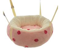 JISADER Hanging Cat Bed and Hammock Bed, Soft Cloth Cat Hammock Swing with Rope Mount, Indoor Cage Accessory for a Sunbathing Pet to Lounge and Sleep, Pink Strawberry