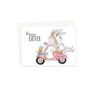 JISADER Happy Easter Greeting Card with Envelope, Easter Card for Him, Her, Men and Women, Children, Family, Friends, Holiday, Spring Season, White