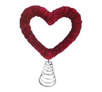 JISADER Heart Shaped Valentine Tree Topper Ornament Treetop Decoration Love Wreath Decor for Christmas, Red