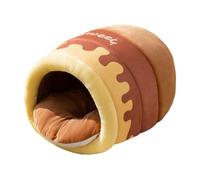 JISADER Honey Pot Cat Bed Cat Hideaway Small Animal House Indoor Cozy Cat Condo Cat Nest for Chihuahua Cats Dog Pomeranian Puppy, S brown