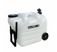 JISADER Industrial Tank Portable Water Dispenser Rolling Carrier Built-in Spigot PE Structure Large Capacity Suitable for Camping Emergency Outdoor Functions, White