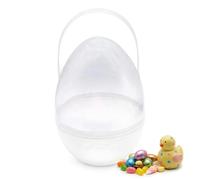 JISADER Jumbo Easter Egg Container Clear & Fillable Plastic Treat Holder with Portable Handle Reusable Surprise Box for Egg Hunts, Party Favours & Kids Decorations