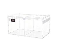 JISADER Jumping Enclosure Acrylic Breeding Box Cage Terrarium Reptiles with Easy Cleaning And Safe Protection for Beginners Pet Keeping Exhibition, L Size Double Grid