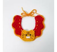 JISADER Knitted Pet Scarf 2-Pack, Hand-Crocheted Acrylic Dog Scarf and with Tie Closure, Handmade Knitted Christmas Costume Accessories for Pets, Tiger, Cartoon, Animal, Red