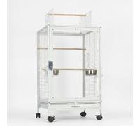 JISADER Large Bird Cage with Acrylic Panels, Transparent Parrot Cage on Rolling Stand with Open Top for Parakeets Lovebirds and Budgie Parakeet Home, White, White