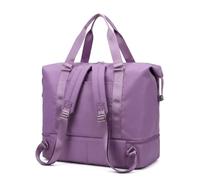 JISADER Large Capacity Folding Travel Duffel Bag with Expandable Design, Large Capacity Holdall for Fitness and Trips, Waterproof Lightweight Weekender Backpack, Purple, [Purple]