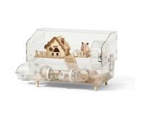 JISADER Large Hamster Cage and Acrylic Hamster Habitat with Built-in Tunnels, Modern Rectangular Indoor Transparent Viewing with Play Ball, Modern