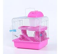 JISADER Large Hamster Cage and Luxury Villa, Two Level Rectangular House with Deep Bottom, Wire Mesh Habitat for Little Friends Small animal enclosure, Pink, Pink
