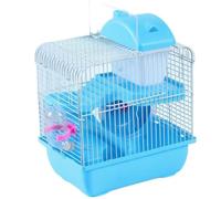 JISADER Large Hamster Cage and Luxury Villa, Two Level Rectangular House with Generous Base Depth, Wire Mesh Habitat for Little Friends Small animal enclosure, Blue, Blue