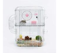 JISADER Large Hamster Cage and Multi-Level Hamster Villa, Square Shape 3 Tier Cage with Accessories, Easy Clean Indoor Use Syrian Hamster Habitat Case, Minimalist, Double Layer