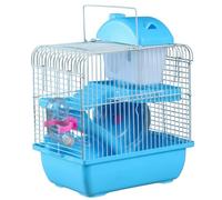 JISADER Large Hamster Cage and Villa, Double Layer Indoor Habitat with upper entry, Rectangular Hamster Castle Including All Accessories, Blue, Blue