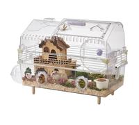 JISADER Large Hamster Cage and Villa with External Tubes, 2-Level Habitat for Syrian or Dwarf Hamsters, Rectangular Indoor Viewing Cage Case, illuminated night Villa Double Loft