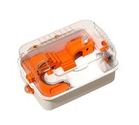 JISADER Large Hamster Cage with 2 Levels, Modern Style Acrylic Hamster Habitat, Detachable Square Shape Design with Tunnels for Small Pet Burrowing, Orange, Orange