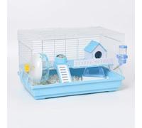 JISADER Large Hamster Cage with Iron Wire Material, 3-Level Hamster Habitat and House Starter Kit with Accessories and Bedding Area for Little Friends, Sky Blue, Blue