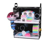 JISADER Large Hamster Cage with Tunnels, Large Three-Layer Drawer Cage with Acrylic Tray, Transparent Acrylic Starter Kit for Indoor Pet, Medium, 29.5x20.5x35cm