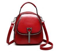 JISADER Leather Backpack, Convertible, Red | Mini Tablet Sleeve, Women's Daypack, Weekend , For Users