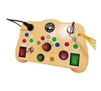 JISADER LED Switch Board Busy Board Teaching Prop Practical Skill Sensory Toy Busy Board for Boy Girls Kids Travelling Toy, yellow