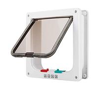 JISADER Locking Frame Lockable Dog And Gate Cat Flap Door, White M