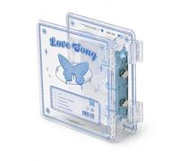 JISADER Loose-Leaf for Collection, Acrylic, Grid Inner Pages, Card Collection, 90s Cassette, For Trading Cards, 3-inch heartbeat blue, Blue, 3 inch