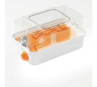 JISADER Luxury Hamster Cage, Modern Square Shape Acrylic Material, Transparent Viewing Starter Kit with Design for Portable Beginner Pet Care, Orange and White, Orange
