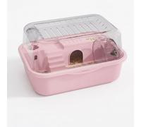 JISADER Luxury Hamster Cage with Upper Entry, Extra Large Square Shape Habitat for Small Animal, Includes Large 12cm Running Wheel and Transparent Viewing, Pink, Pink