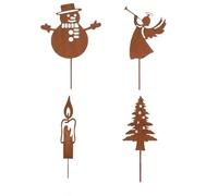 JISADER Metal Garden Stake Weather-Resistant Metal Silhouette Stake Easy Installation Rustic Animal Garden Decor for Gardeners, Patio, Planter Pot, Christmas Figure Set