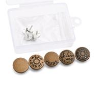 JISADER Metal Jeans Buttons, 17mm No Sew Adjustable Buttons Repair, Quick Fix Clothing Replacement Kit, Bronze