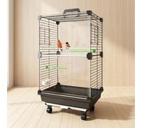 JISADER Modern Bird Cage, Two-Tier Parrot Cage with Skylight, Mobile Parakeet Cockatiel Cage