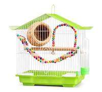 JISADER Modern Cage, Compact Parrot Parakeet Cage, Small Budgie Canary Habitat, 28x21x38cm Pet Bird Home