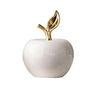 JISADER Modern Ceramic Figurine Apples Statue Simple Home Decoration Delicate Collection Ornament Fruit Sculpture for Gifts Office Entryway Bedroom House Ornament, (White, M)