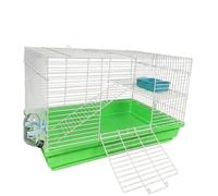 JISADER Multi-Level Hamster Cage with External Tunnels, 2 Tier Metal Wire Habitat, Dwarf Hamster Cage with Running Exercise Wheel, Starter Animal Enclosure, White and Green, Green