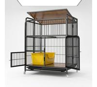 JISADER Multi-Tier Foldable Cage Playpen with for Modern Homes, Foldable, Wooden Platform, Two-Layer, 78 * 52 * 100cm