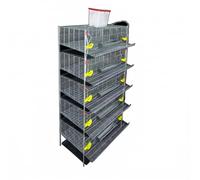 JISADER Multi-Tier Quail Cage with Automatic Manure Removal Cage System, Elevated Quail Cage for Farming Small Animals, 5-tier cage with iron trough a