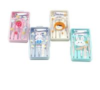 JISADER Nail Clippers Set and Pro-Level Manicuring Kit for Men, Stainless Steel Nail Kit Manicure Set for Women, Washroom Essentials for Travel, Cartoon Strawberry, Bunny, Orange, Smiling Hare