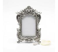 JISADER Ornate Vintage Mini Frame 3.6 x 5.1 inch Outer Frame Decorative Picture Prop Jewellery Holder for Wedding Table Home Display, Silver