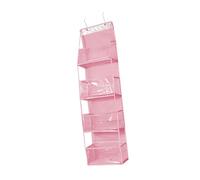 JISADER over The Door Organizer Door Hanging Shoe Rack Clear Window behind Door Storage Large Capacity Pockets for Stuffed Animal, Pink 30x15x130cm
