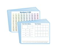 JISADER Pack of 10 Reusable Dry Erase Sheets with Number Lines and 120 Exercises for The Family